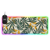Colorful Tropical Leaves Plants Beige Wireless Charging Mouse Pad for Mobile Phone Extra Large Gaming Mousepad with 13 Lighting Modes Computer Mat for MacBook PC Laptop Desk Office Home Gaming
